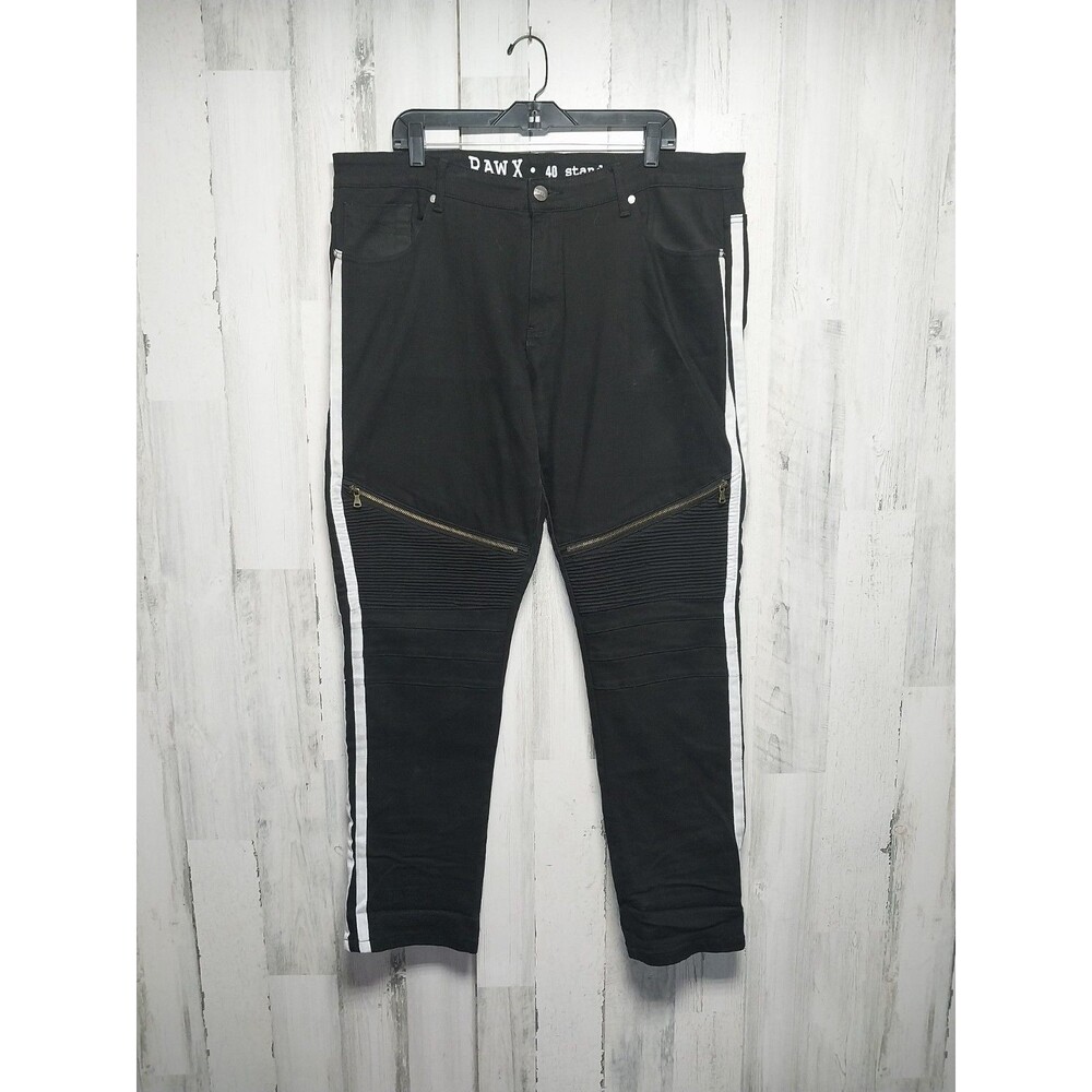 Raw X Black Jeans Men's Size 40 Standard Side Stripes Zipper Detail
